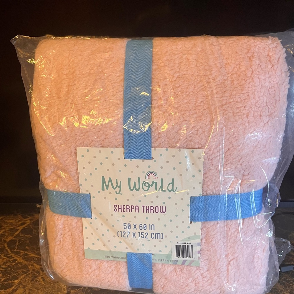 Pink Sherpa Throw Blanket
